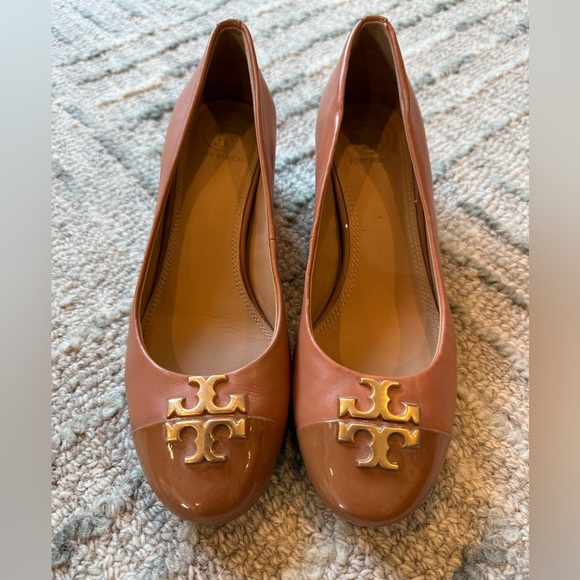 Tory Burch Shoes - Tory Burch Brown Flats with Gold Logo - 7M